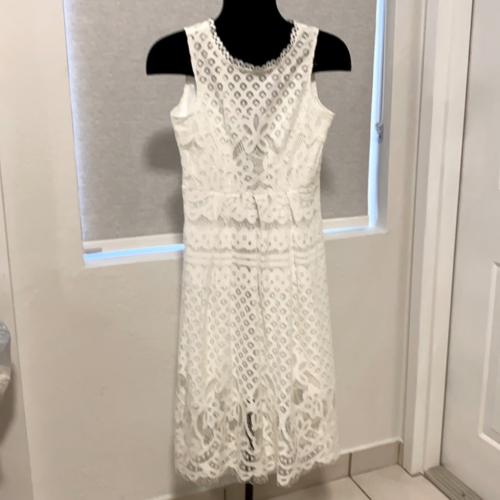 Veiisar Womens Fashion Sleeveless Lace Fit Flare Elegant Cocktail:Off White